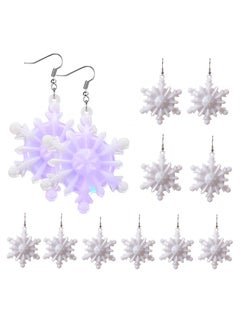 SYOSI 6 Pairs Snowflake Bulb LED Light up Earrings Bulb Dangle Drop Earrings Red Green Color Bulbs Dangling Charm Glow in the Dark Earring Jewelry Festival Gifts (Snowflake)  - Image 1