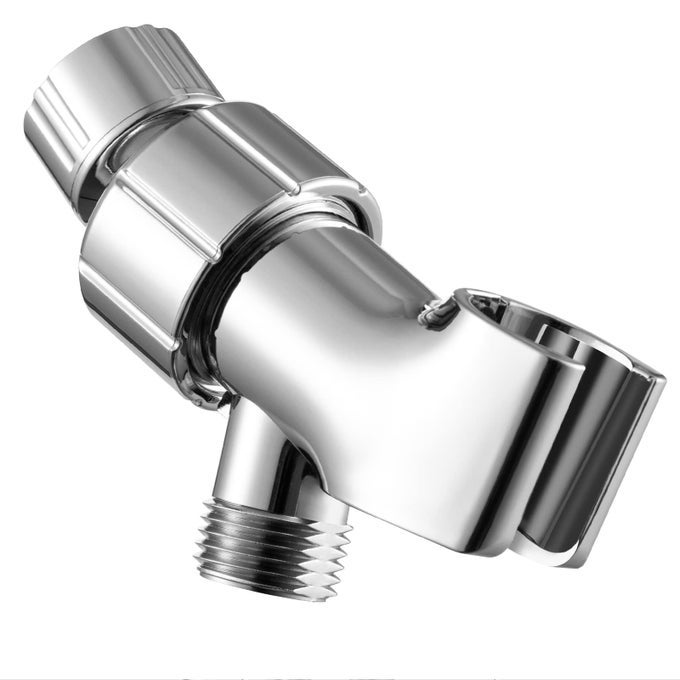 SHOWER HEAD HOLDER FOR HANDHELD SHOWER HEAD ADJUSTABLE SHOWER ARM MOUNT FOR CONNECTING SHOWER ARM AND SHOWER HOSE 12 INCH IPS FEMALE INLET AND MALE OUTLET CHROME FINISH