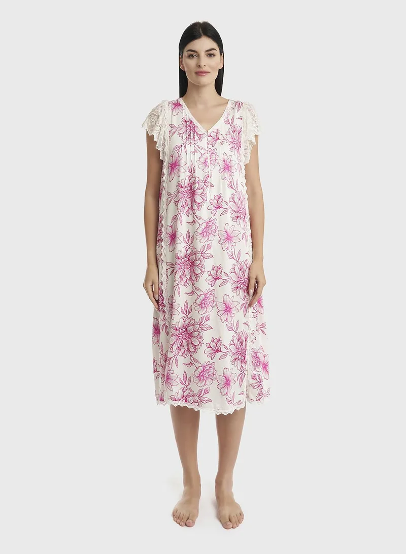 KASHKHA Printed Viscose Mini Nighty (CNH427A)