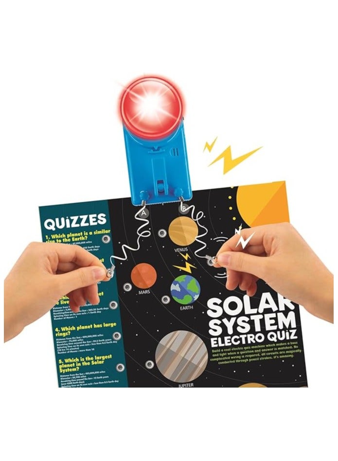 4M Quizzes Solar System Electro Quiz – Create 3 Interactive Electric Games Using Simple Circuits | DIY STEM Electronics Kit for Kids Ages 5+ | 00-03323