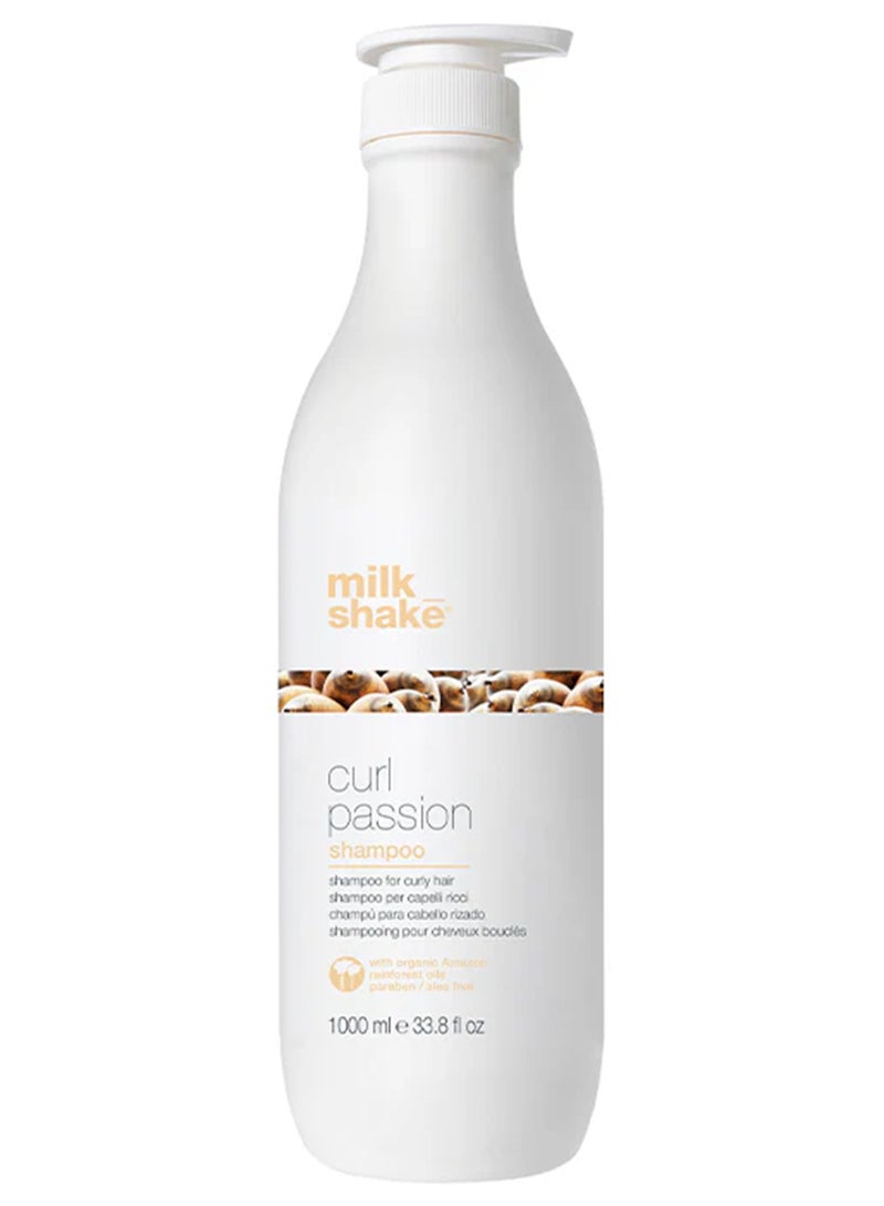 Milk Shake بلسم كيرل باسشن مع زيوت براكاكسي وباباسو العضوية - بلسم خالي من البارابين للشعر المجعد - تركيبة مرطبة، مضادة للتجاعيد، مريحة ومحددة مع بروتينات الكينوا والحليب لتجاعيد مرنة وطويلة الأمد، 1 لتر - Image 1