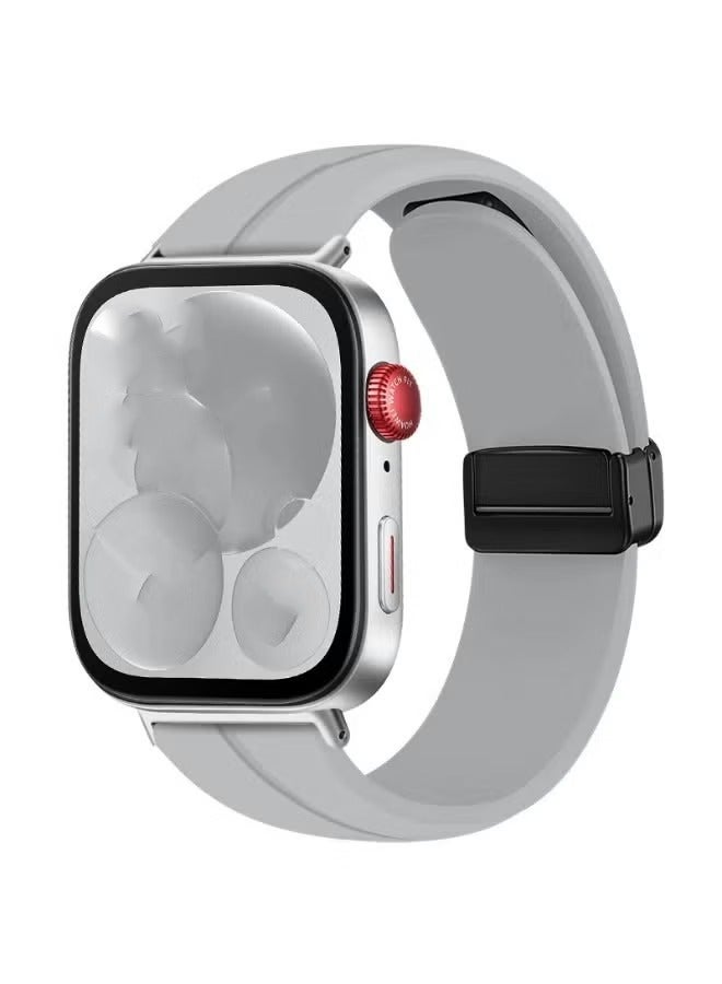 Strap Magnetic Folding Buckle Accessories Smartwatch Bracelet Replacement For Huawei Watch Fit 3 (Grey)