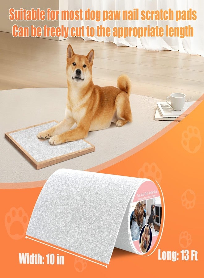 Astfys Pet Nail Self Adhesive Replacement Emery Paper Fits Most Dog Scratch Pad Cat Litter Box DIY on the Places Where Pets Like to Scratch Alternatives to Cat and Dog Nail Clippers (10in*13ft, White) - Image 2
