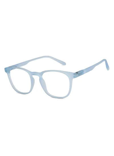 Lenskart Hustlr Powered Reading Glasses (+2.0) with Bluecut & Antiglare coating | Light Frames | Sky Blue Full Rim Square | For Men & Women | Medium | LH R17369