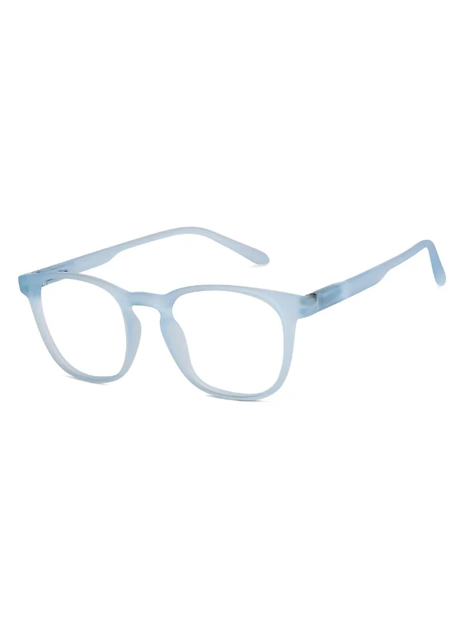 Lenskart Hustlr Powered Reading Glasses (+2.0) with Bluecut & Antiglare coating | Light Frames | Sky Blue Full Rim Square | For Men & Women | Medium | LH R17369
