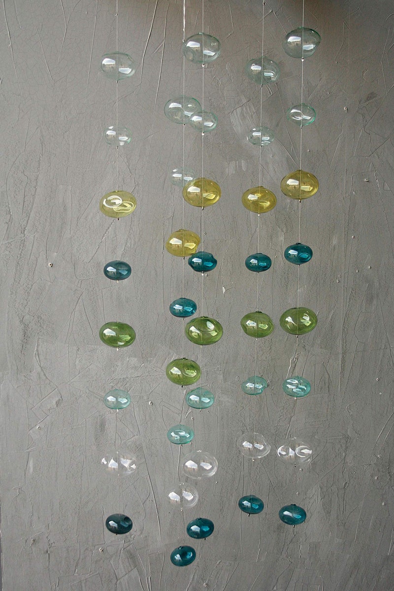 Creative Co-Op Hand Blown Bubble Glass Garland with Blues & Greens - Image 2