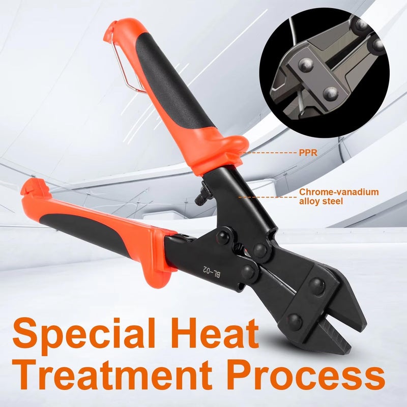 Garth Mini Bolt Cutter Wire Breaking Plier Wire Cable Cutter Spring Snips with Soft AntiSlip Handle Orange and Black - Image 5