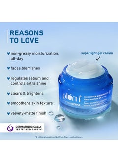 Plum 2% Niacinamide & Rice Water Super Light Gel Cream Moisturizer For Face Oilfree Hydration Brightens Fades Blemishes & Dark Spots Dermattested All Skin Types Women & Men 100% Vegan 50 G  - Image 2