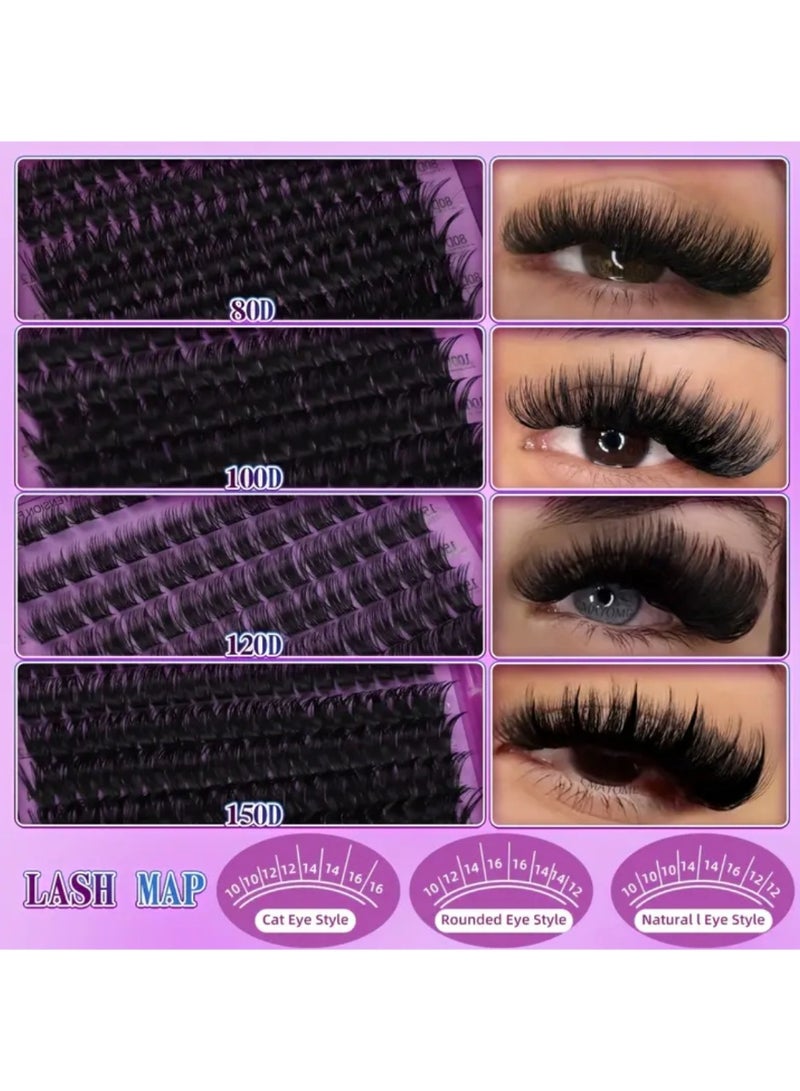 كمايو مجموعة رموش فردية من 621 قطعة بتصميم D Curl مع لاصق ومثبت، ملقط، وفرشاة، سهلة الاستخدام للمبتدئين، دفتر رموش عالي السعة مناسب لمختلف أنواع المكياج، رموش صناعية كثيفة تدوم طويلاً، هدية مثالية للنساء - Image 2
