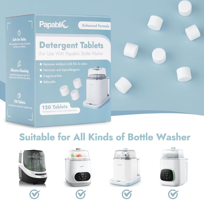 Papablic 120Pcs Official Detergent Soap Tablets for Baby BrezzaGROWNSYMomcozy Bottle Washer Pro Effective Cleaning with Safe Highly Concentrated Formula - Image 4