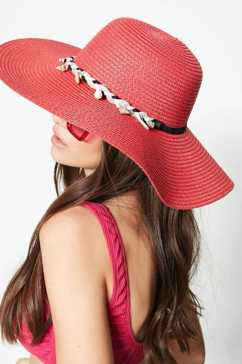 C&city Straw Beach Hat Y87300-14 Salmon