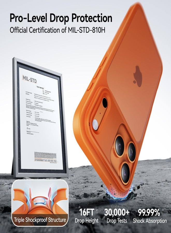 CASEKOO for 17 Pro Max Case, [Never Yellow Technology] [Mil-Grade Drop Protection] Translucent Slim Cover Women Men for iPhone 17 Pro Max Phone Case 6.9 inch, Frosted Orange - Image 2