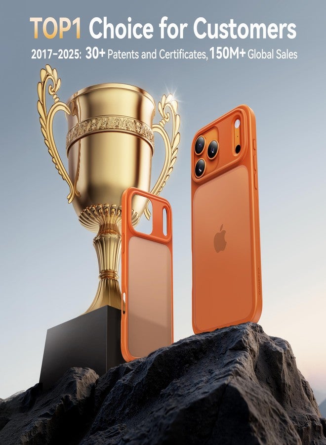 CASEKOO for 17 Pro Max Case, [Never Yellow Technology] [Mil-Grade Drop Protection] Translucent Slim Cover Women Men for iPhone 17 Pro Max Phone Case 6.9 inch, Frosted Orange - Image 5