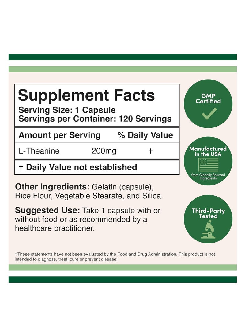 Double Wood Supplements L-Theanine Supplement Synergy with Magnesium L-Threonate and Apigenin 200 mg 120 capsules - Image 2