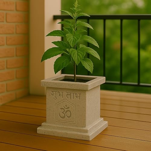 Leafy Tales Modern Greek Tulsi Pot/Planter for Home Décor 10 INCH, Highly Durable,Lightweight Indoor Outdoor Planter, Flower Pot Gamla,Tree Planter - Image 1