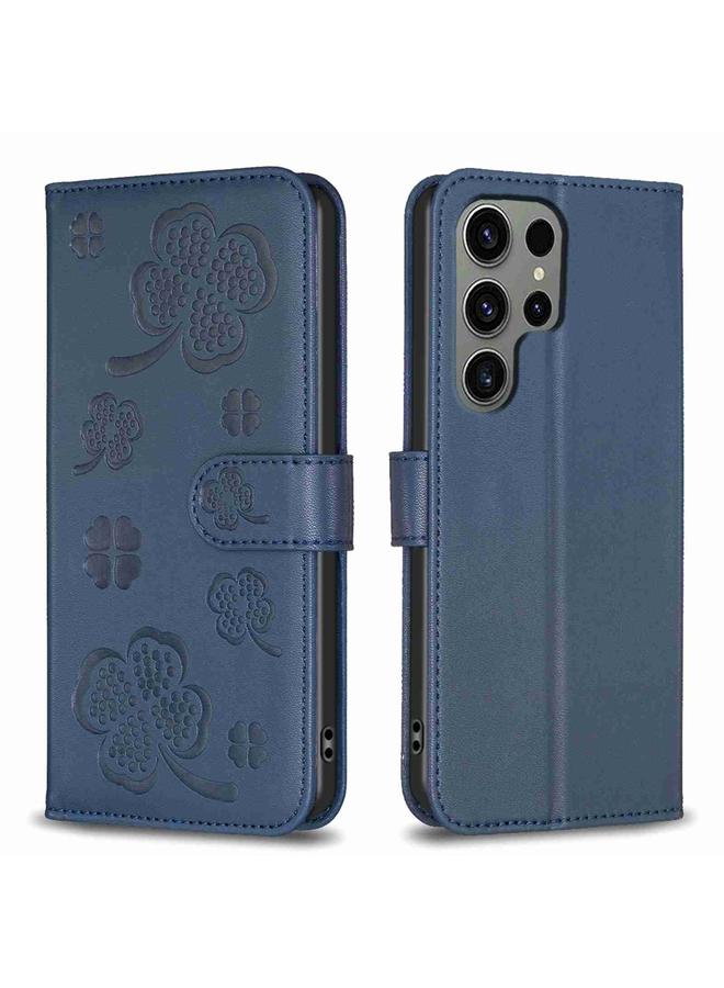 S-TOP Case For Samsung Galaxy S24 Ultra 5G Four-leaf Embossed Leather Phone Case - Image 1