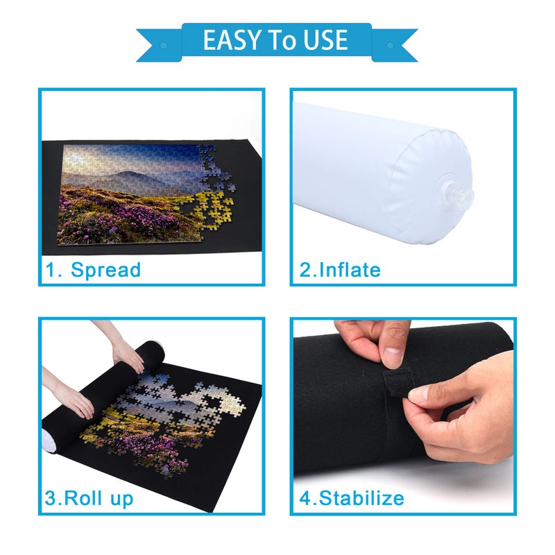 Becko US Puzzle Mat Roll Up Puzzle Mats for Jigsaw Puzzles Puzzle Roll Up Mat Puzzle Board Puzzle Keeper Puzzle Storage with Drawstring Storage Bag for Up to 1500 Pieces - Image 3