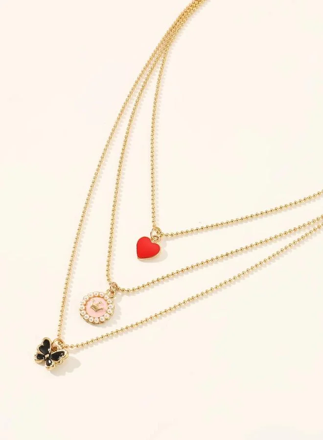 Take Two Pack of 3 - Girls Multi-Color Pendant Necklaces
