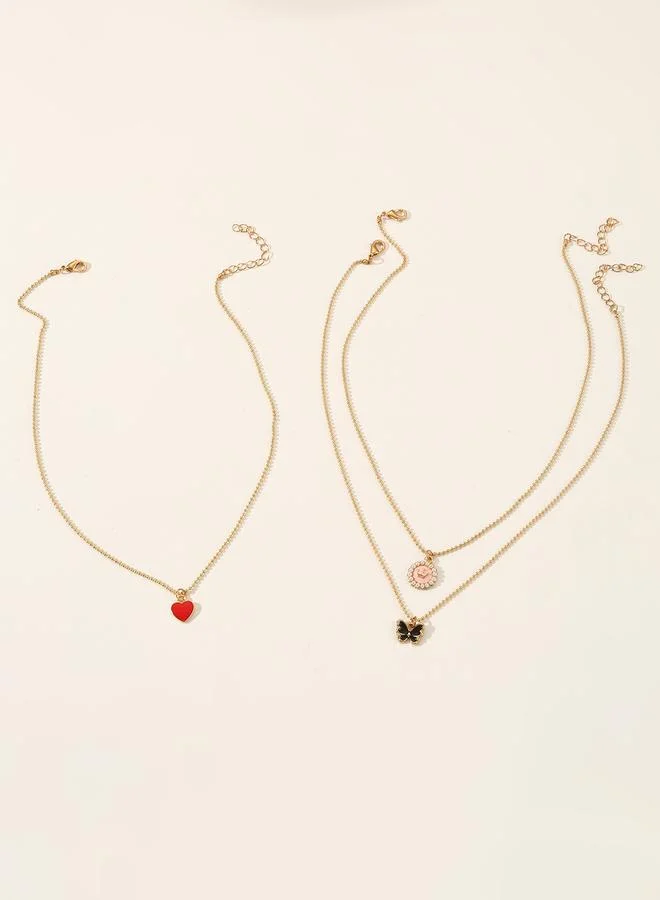 Take Two Pack of 3 - Girls Multi-Color Pendant Necklaces