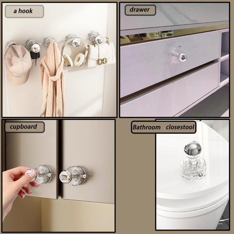 YIDELAI Powerful Suction Cup Glass Mirror Door Handle, Refrigerator Drawer Bathroom Wall armrest, Bathtub Shower Handle Kitchen Drawer Cabinet knob Suction Cup (Transparent) - Image 4