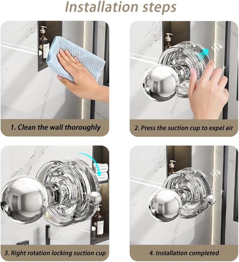 YIDELAI Powerful Suction Cup Glass Mirror Door Handle, Refrigerator Drawer Bathroom Wall armrest, Bathtub Shower Handle Kitchen Drawer Cabinet knob Suction Cup (Transparent) - Image 5