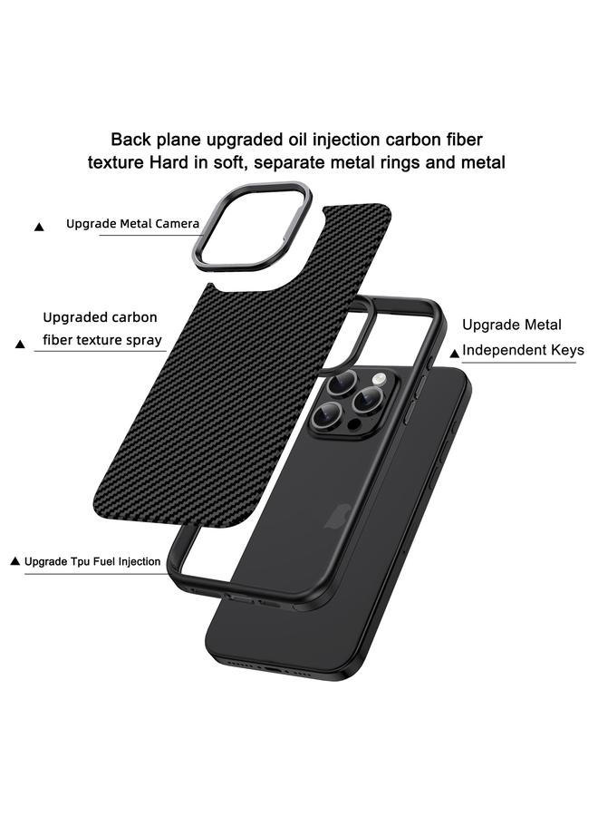 S-TOP Case For iPhone 13 Pro Max Carbon Fiber Textured Oil Spray PC + TPU Phone Case - Image 3