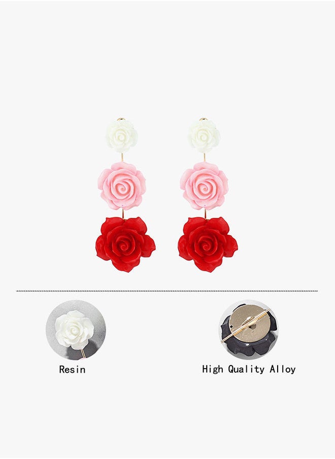 NIBEMINENT Alloy Rose Shaped Dangle Earrings  - Image 2