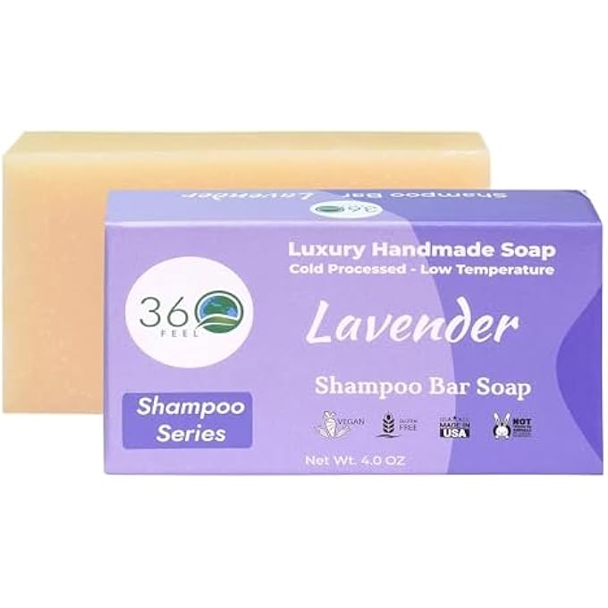 360Feel - SHAMPOO BAR, LAVENDER (3.5 OZ) - ANTI-DANDRUFF, JOJOBA OIL, TEA TREE OIL NO CONDITIONER NEEDED- PHTHALATE FREE - PARABEN FREE - SULFATE FREE- ORGANIC AND ALL-NATURAL - Image 2
