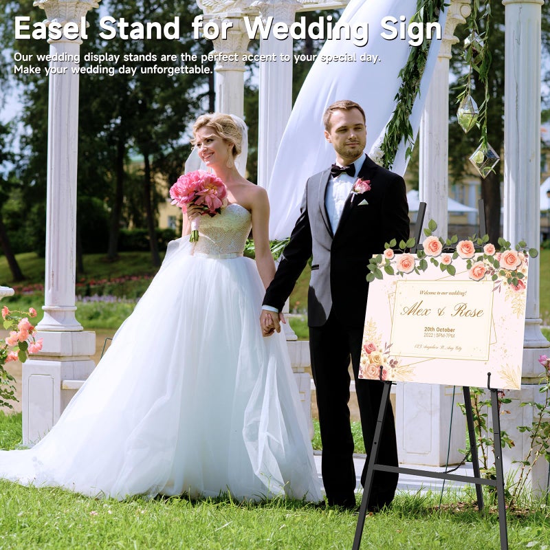 Semoprus Black Easel Stand for Signs, 4-Tier Height Metal Standing Easel with Adjustable Chain, Heavy Duty Art Easel for Painting, Wedding Sign, Party, Posters & Commercial Display - Image 2