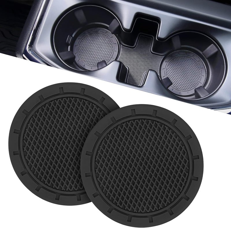 JOYTUTUS Car Cup Holder Coaster 2 Pack Universal AntiSlip Shockproof Car Coasters 275 inch PVC Cup Holder Insert Coaster Car Interior Accessories for Car SUV Truck Black