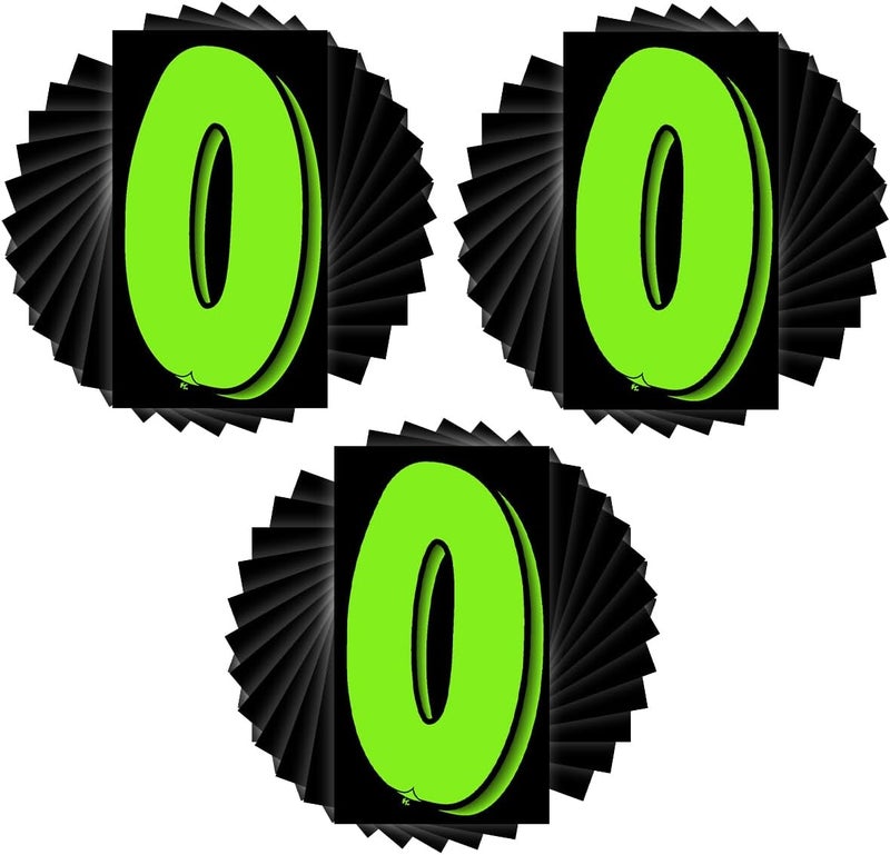 Versa-Tags 3 Packs of 12 Number Zero (0) 7 1/2 Inch Green & Black Windshield Pricing Stickers - Image 1