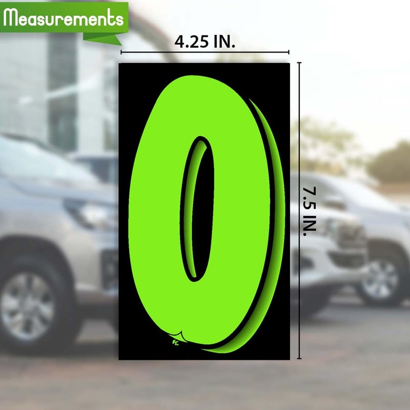 Versa-Tags 3 Packs of 12 Number Zero (0) 7 1/2 Inch Green & Black Windshield Pricing Stickers - Image 2