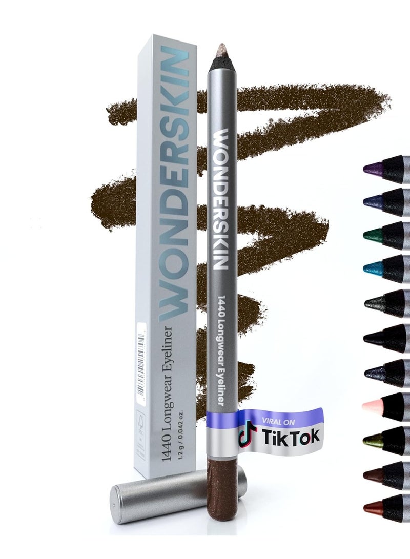 Wonderskin Wonderskin 1440 Longwear Brown Glitter Waterproof Eyeliner Pencil - Sharpenable Eyeliner Pencil & Smudge Proof Brown Eye Liner Pencils (Gold Mocha) - Image 1