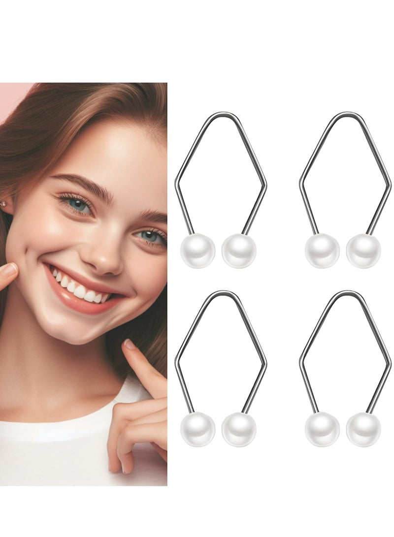 إسكدنيا 4 قطع من صانعات الغمازات للخدين، ومدرب الدمامل للوجه، وصانع الأقنعة، والعناية بالوجه والتمرين، وشد الوجه، وأدوات العناية الشخصية بالبشرة، وتطوير أجهزة الدمامل الطبيعية هدايا للنساء (أبيض لؤلؤي) - Image 1