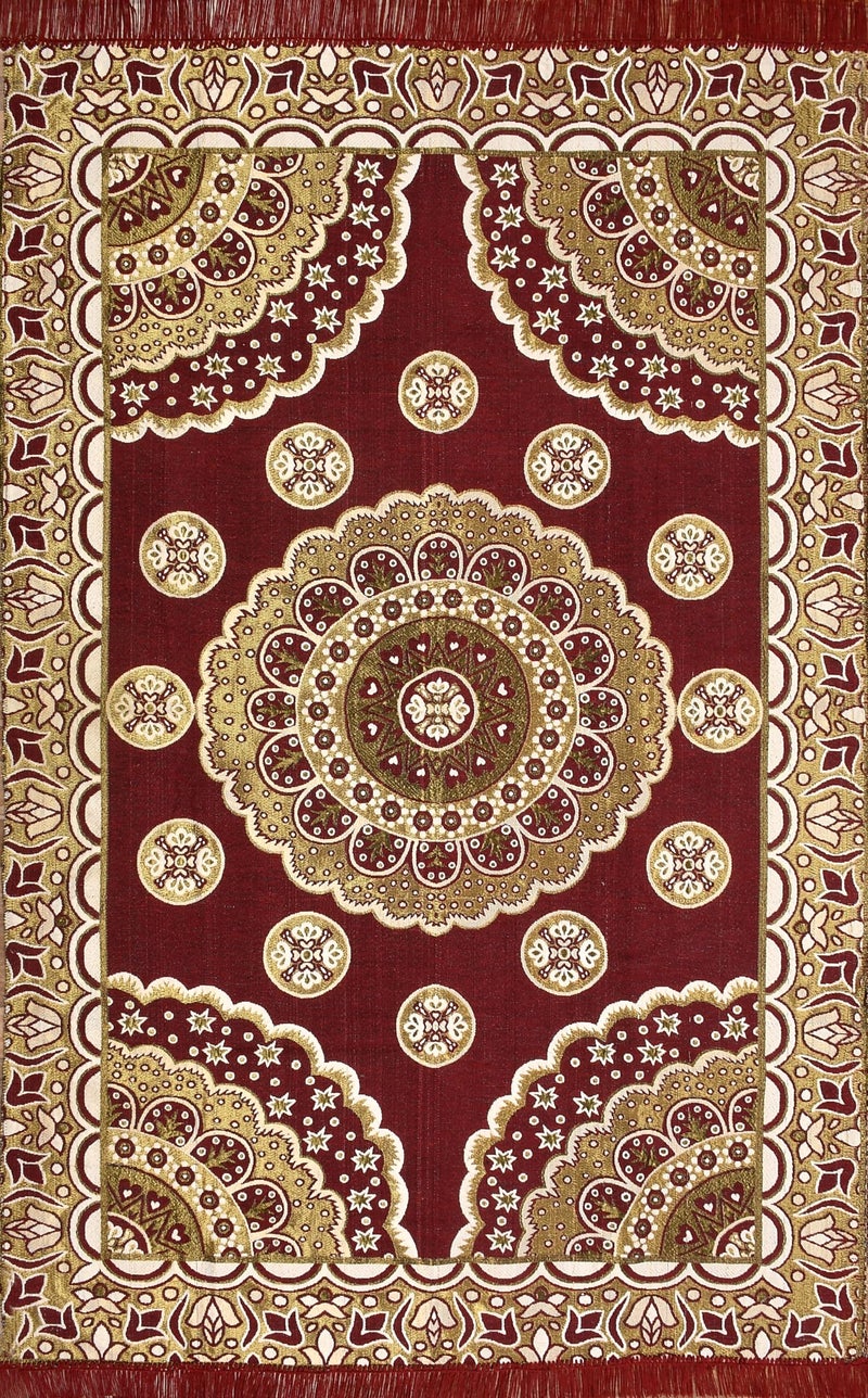 Purav Light Floral Design Cotton Carpet 5x7 feet for Living Room Bedroom Home Decor Carpets Mat (Red-1 Color) - Image 3