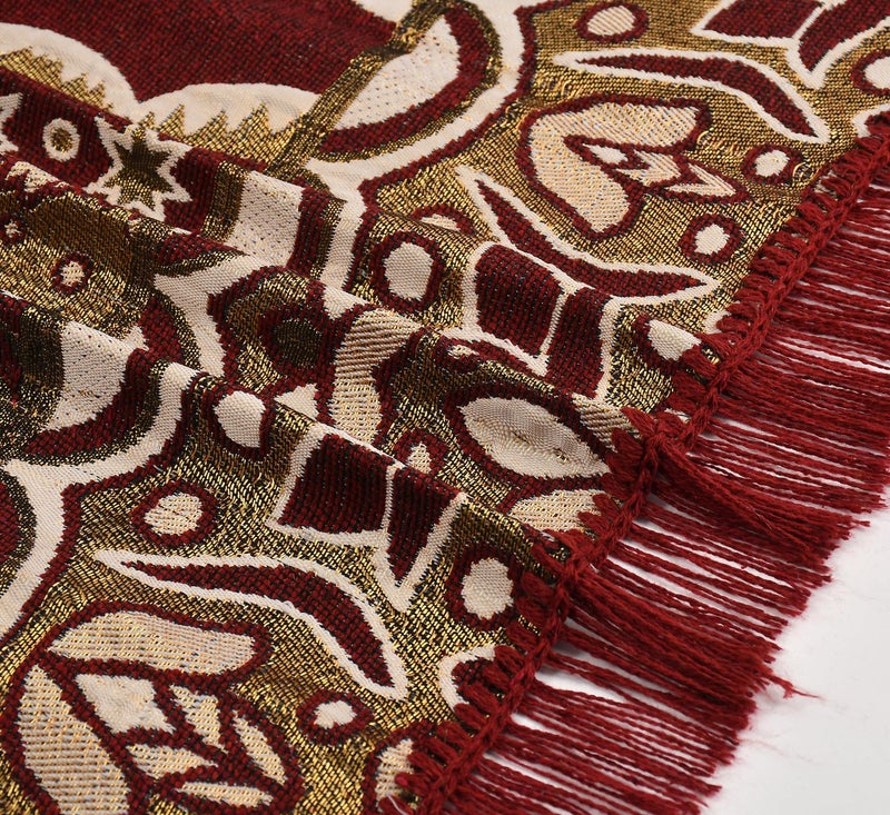 Purav Light Floral Design Cotton Carpet 5x7 feet for Living Room Bedroom Home Decor Carpets Mat (Red-1 Color) - Image 4