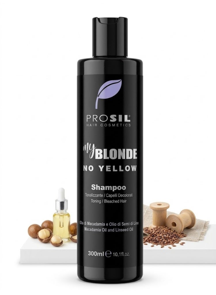 PROSIL My Blonde No Yellow Shampoo for Blonde & Bleached Hair – Anti-Yellow Toning with Macadamia & Linseed Oils – 300ml - Image 2