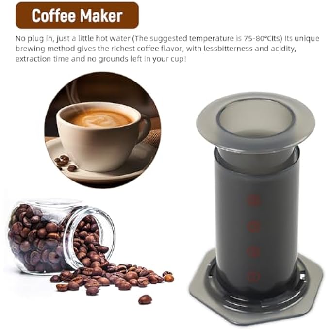 SUPVOX Coffee Press Percolator 3 In 1 Coffee Press With Detachable Design And 100 Paper Filters French Press Easy Press Coffee Brewing Pot For Camping  Travel Food Grade Manual Press Grey - Image 4