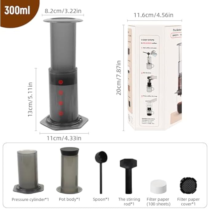 SUPVOX Coffee Press Percolator 3 In 1 Coffee Press With Detachable Design And 100 Paper Filters French Press Easy Press Coffee Brewing Pot For Camping  Travel Food Grade Manual Press Grey - Image 3