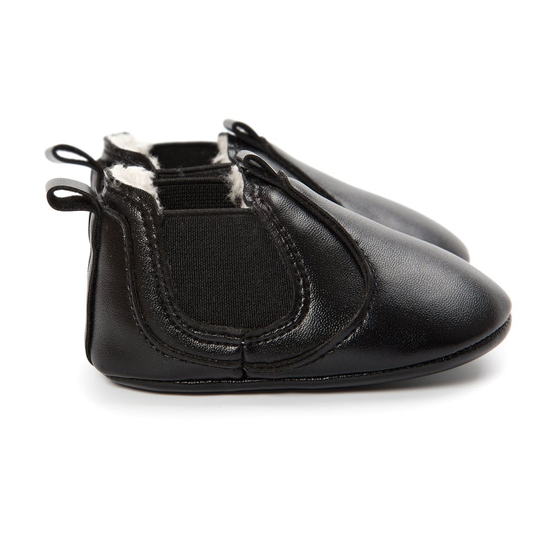 Autumn Winter Baby Leather Shoes Soft Sole Cotton Boots Black 
