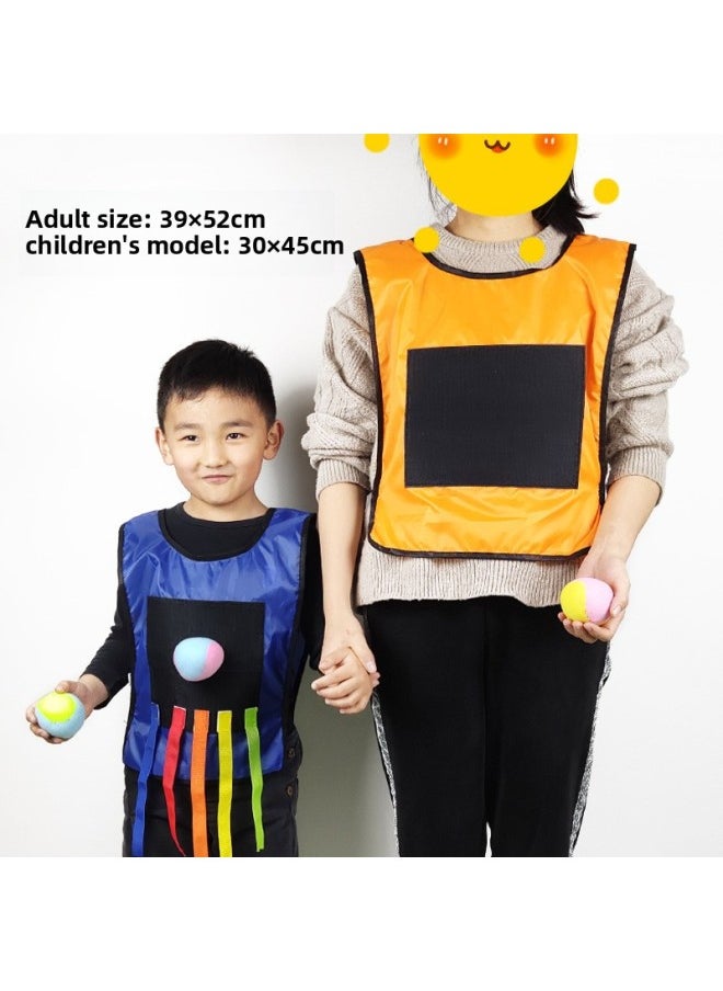 null - Children's Sticky Jersey Vest Avoidance Game Sticky Ball Target Throwing Kindergarten Outdoor Parent-Child Interactive Tail-Tail Props-Color:[blue] Large Size Comes With 5 Balls - Image 1