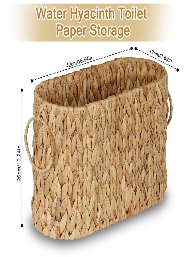 efluky Toilet Paper Storage Basket, Water Hyacinth Slim Toilet Paper Holder- Holds Up to 9 Mega Rolls, Home Bathroom Decor Organizer - Image 2