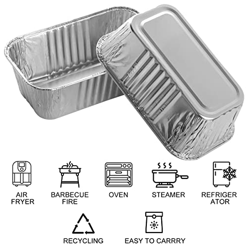 MOACOCK 100 Pack 1Lb Aluminum Mini Loaf Baking Pans, 6” x 3.5” x 2” Heavy Duty Disposable Loaf Pans, Thick Foil Bread Pans for Baking Holiday Treats Food Storage and Takeout - Image 4