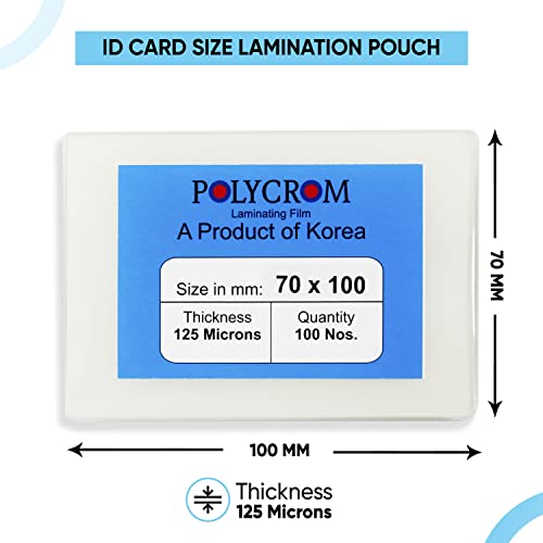 Polycrom 125 Microns Korean (ID Card Size 70mm X 100mm) Pack of 2 (200 Sheets) Lamination Pouch Clear Glossy Thermal Transparent Waterproof (Home&Office):Driving License - Image 2