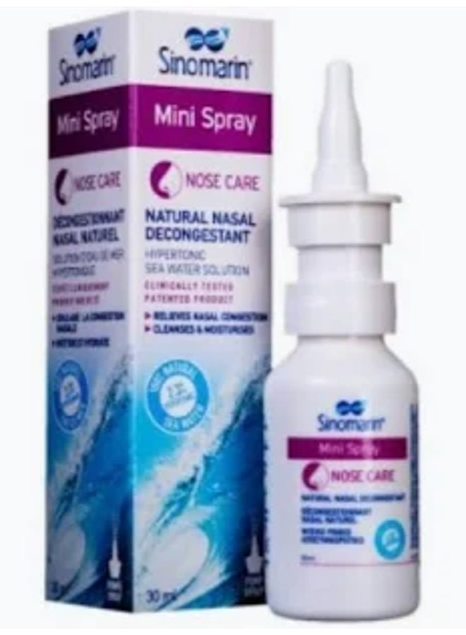 Sinomarin Mini Spray Natural Nasal Decongestant Hypertonic Sea Water 30ml - Image 1