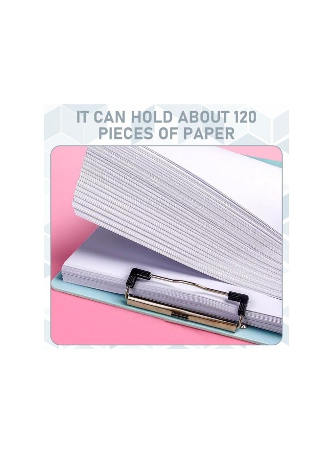 لوح كتابة بلاستيكي A4 مكون من 4 قطع بمشبك معدني - زوايا مستديرة، متين وخفيف الوزن، مناسب للمكتب والمدرسة والمنزل - أبيض، أسود، أزرق فاتح، أخضر فاتح - Image 3