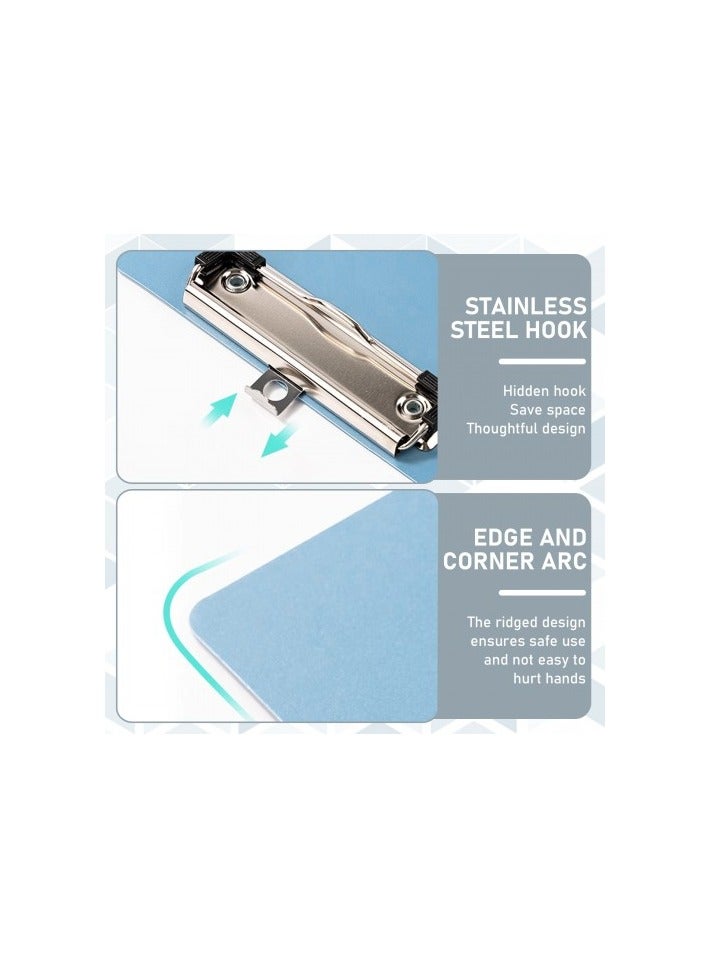 لوح كتابة بلاستيكي A4 مكون من 4 قطع بمشبك معدني - زوايا مستديرة، متين وخفيف الوزن، مناسب للمكتب والمدرسة والمنزل - أبيض، أسود، أزرق فاتح، أخضر فاتح - Image 5