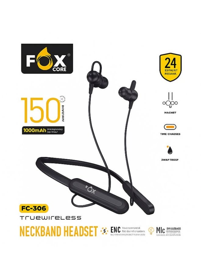 fox core Bluetooth Headphones Hybrid 50dB Noise Cancelling Headphones with 5 Mics HD IP55 BT5.3 Long Playtime 37H Neckband Dark Grey - Image 3