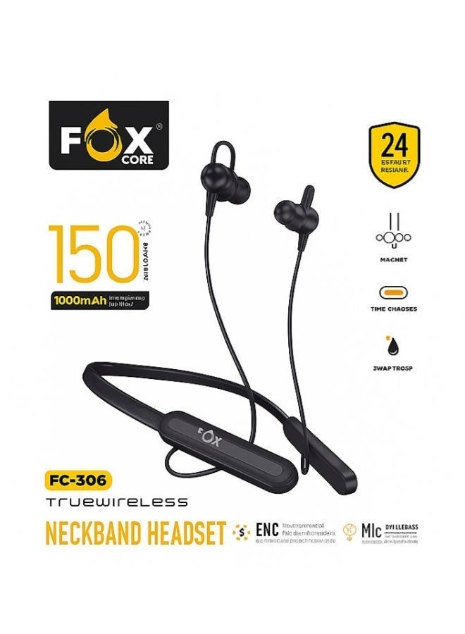 fox core Bluetooth Headphones Hybrid 50dB Noise Cancelling Headphones with 5 Mics HD IP55 BT5.3 Long Playtime 37H Neckband Dark Grey - Image 2
