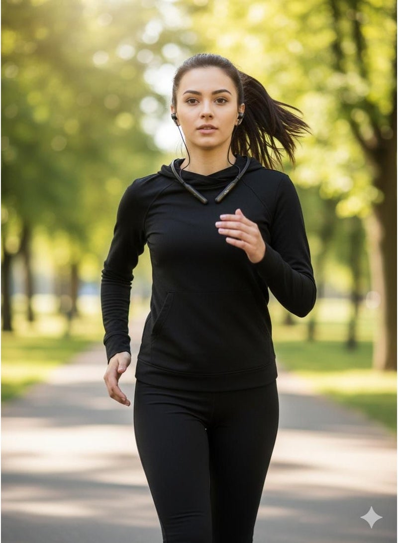 fox core Bluetooth Headphones Hybrid 50dB Noise Cancelling Headphones with 5 Mics HD IP55 BT5.3 Long Playtime 37H Neckband Dark Grey - Image 4